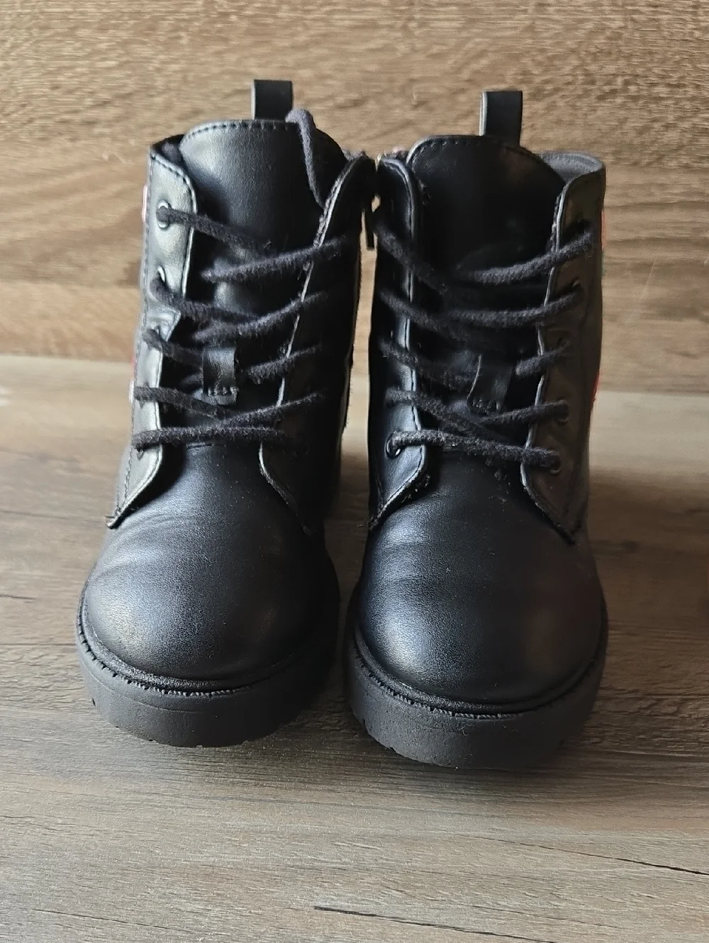 wonder nation Black Lug Sole Boots For Girl's Size 10